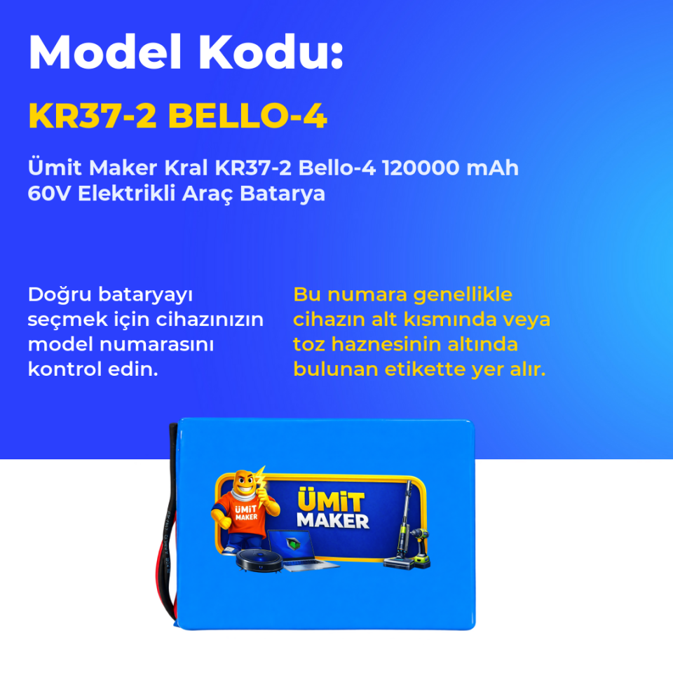 Kral KR37-2 Bello-4 120000 mAh 60V Elektrikli Araç Batarya