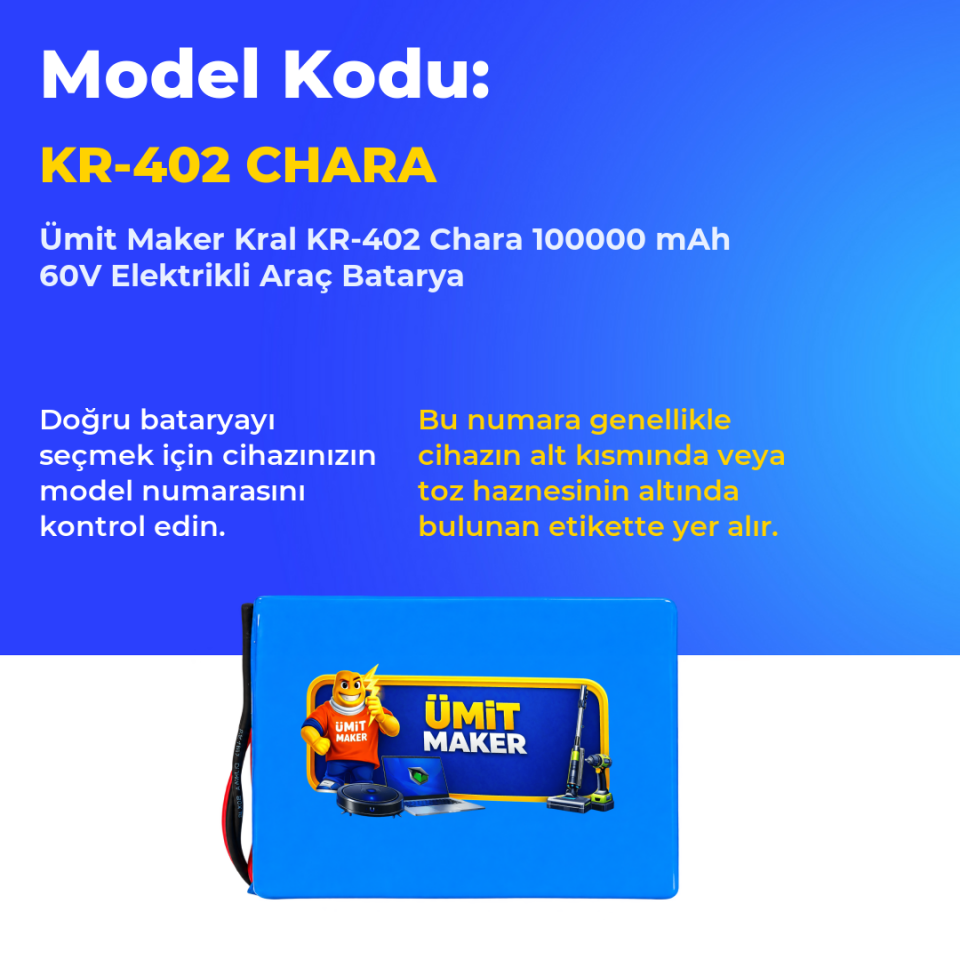 Kral KR-402 Chara 100000 mAh 60V Elektrikli Araç Batarya