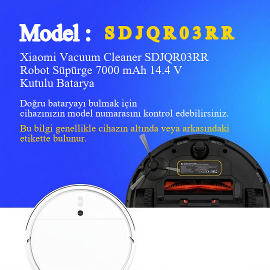 Xiaomi Vacuum Cleaner SDJQR03RR Robot Süpürge 7000 mAh 14.4 V Kutulu Batarya – Orjinal Uyumlu Uzun Ömürlü, Yüksek Performans Pil