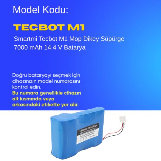 Smartmi Tecbot M1 Mop Dikey Süpürge 7000 mAh 14.4 V  Batarya – Orjinal Uyumlu Uzun Ömürlü, Yüksek Performans Pil
