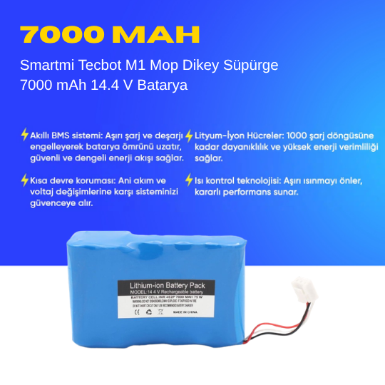 Smartmi Tecbot M1 Mop Dikey Süpürge 7000 mAh 14.4 V  Batarya – Orjinal Uyumlu Uzun Ömürlü, Yüksek Performans Pil