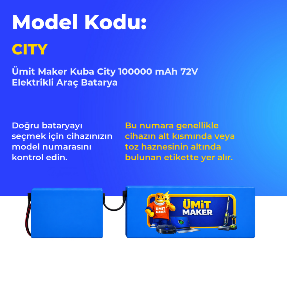 Kuba City 100000 mAh 72V Elektrikli Araç Batarya