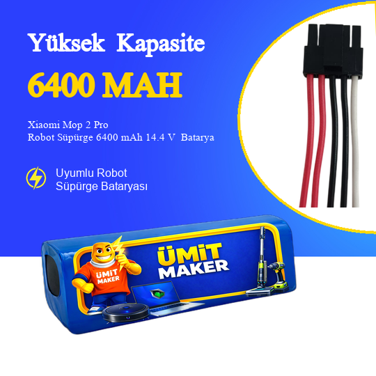 Xiaomi Mop 2 Pro Robot Süpürge 6400 mAh 14.4 V  Batarya – Orjinal Uyumlu Uzun Ömürlü, Yüksek Performans Pil