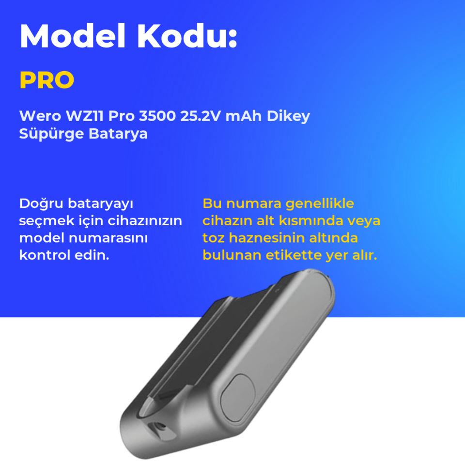 Wero WZ11 Pro 3500 25.2V mAh Dikey Süpürge Batarya