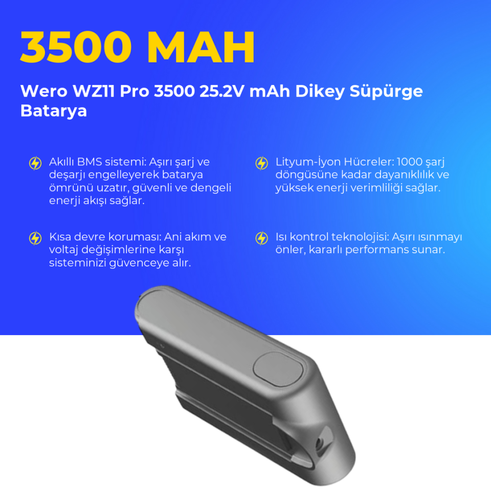 Wero WZ11 Pro 3500 25.2V mAh Dikey Süpürge Batarya