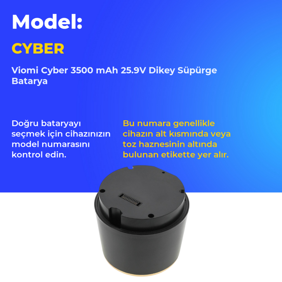 Viomi Cyber 3500 mAh 25.9V Dikey Süpürge Batarya