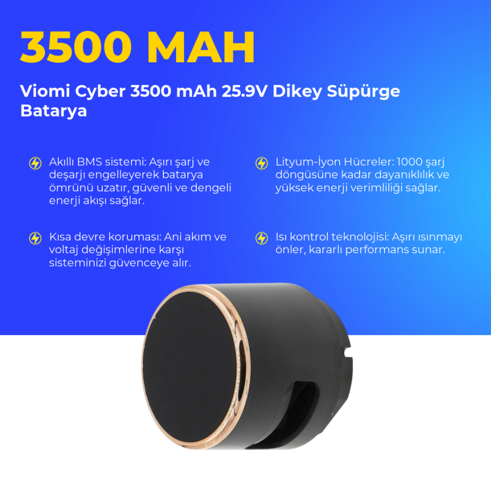 Viomi Cyber 3500 mAh 25.9V Dikey Süpürge Batarya