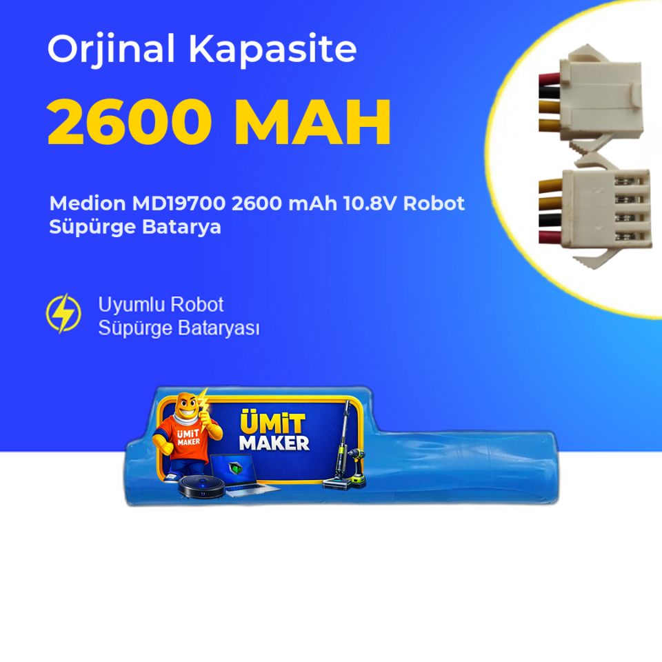 Medion MD19700 2600 mAh 10.8V Robot Süpürge Batarya