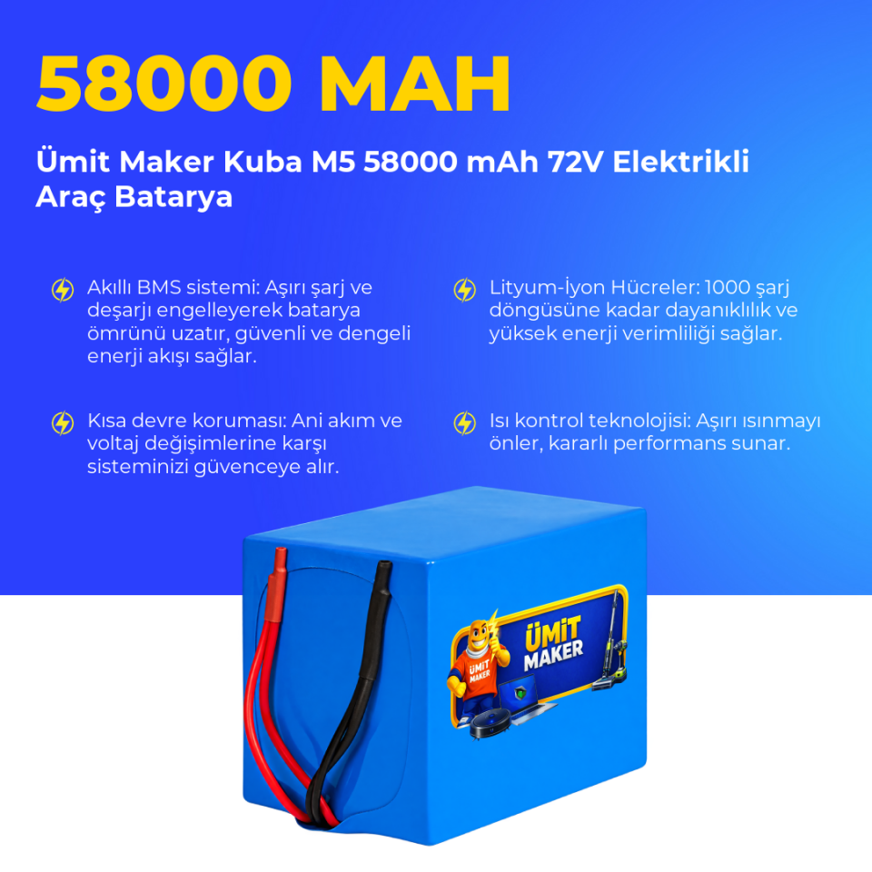 Kuba M5 58000 mAh 72V Elektrikli Araç Batarya