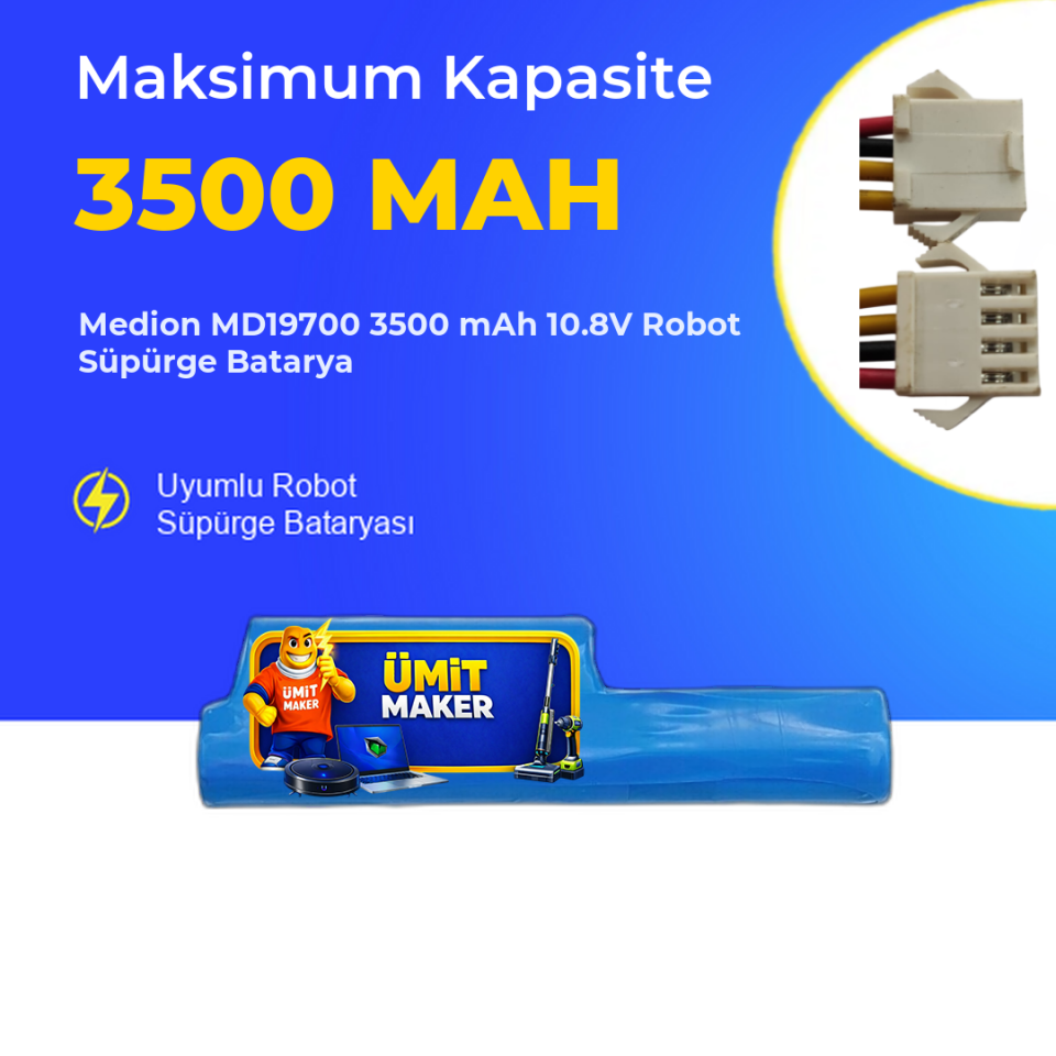 Medion MD19700 3500 mAh 10.8V Robot Süpürge Batarya
