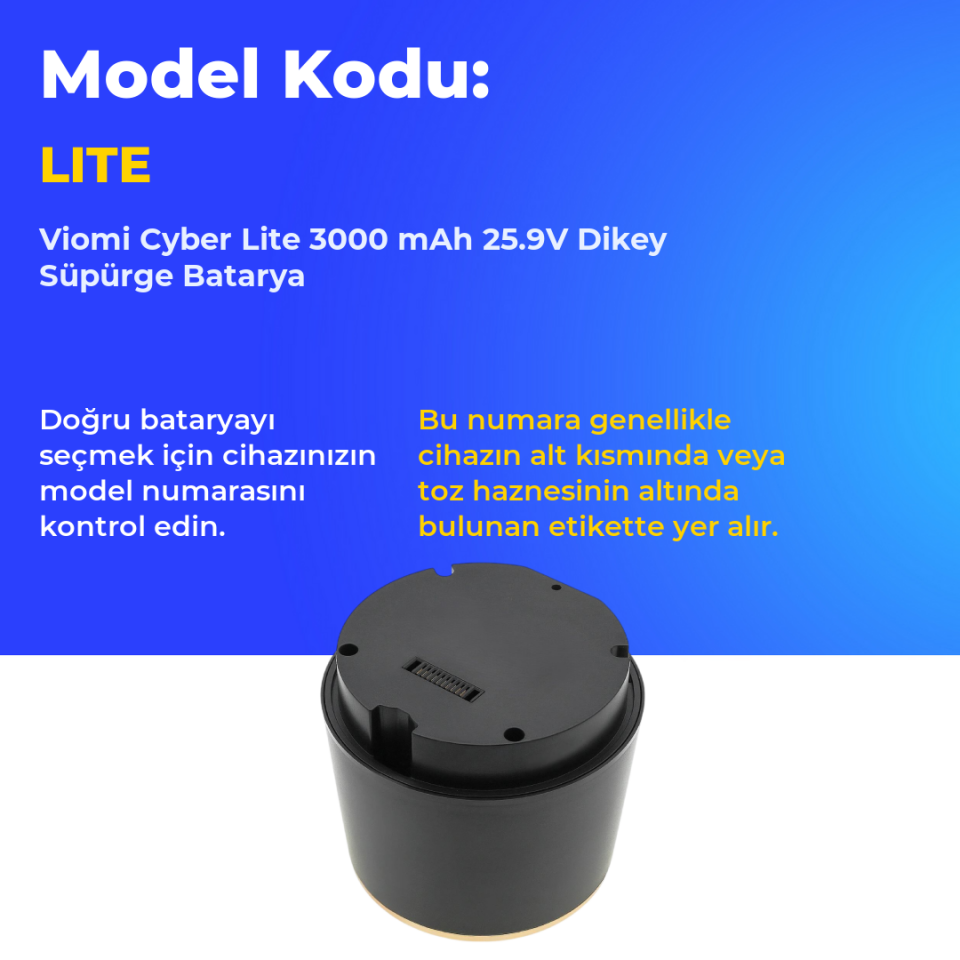 Viomi Cyber Lite 3000 mAh 25.9V Dikey Süpürge Batarya