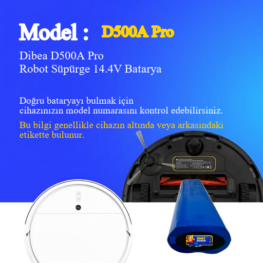 Dibea D500A Pro Robot Süpürge 3500 mAh Batarya