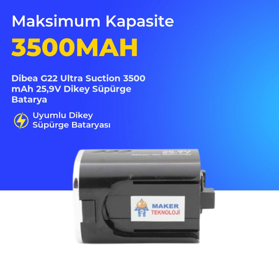 Dibea G22 Ultra Suction 3500 mAh 25,9V Dikey Süpürge Batarya