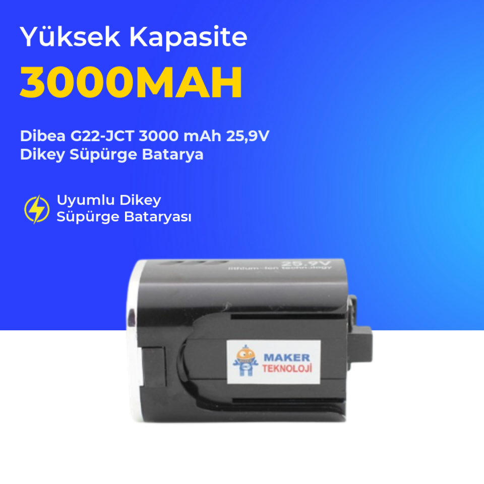 Dibea G22-JCT 3000 mAh 25,9V Dikey Süpürge Batarya
