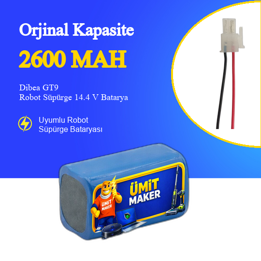 Dibea GT9 Robot Süpürge 2600 mAh Batarya