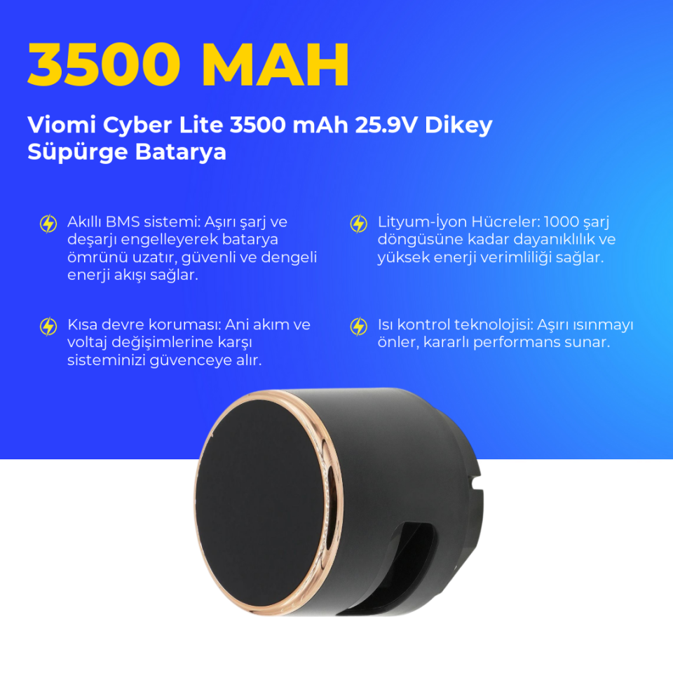 Viomi Cyber Lite 3500 mAh 25.9V Dikey Süpürge Batarya