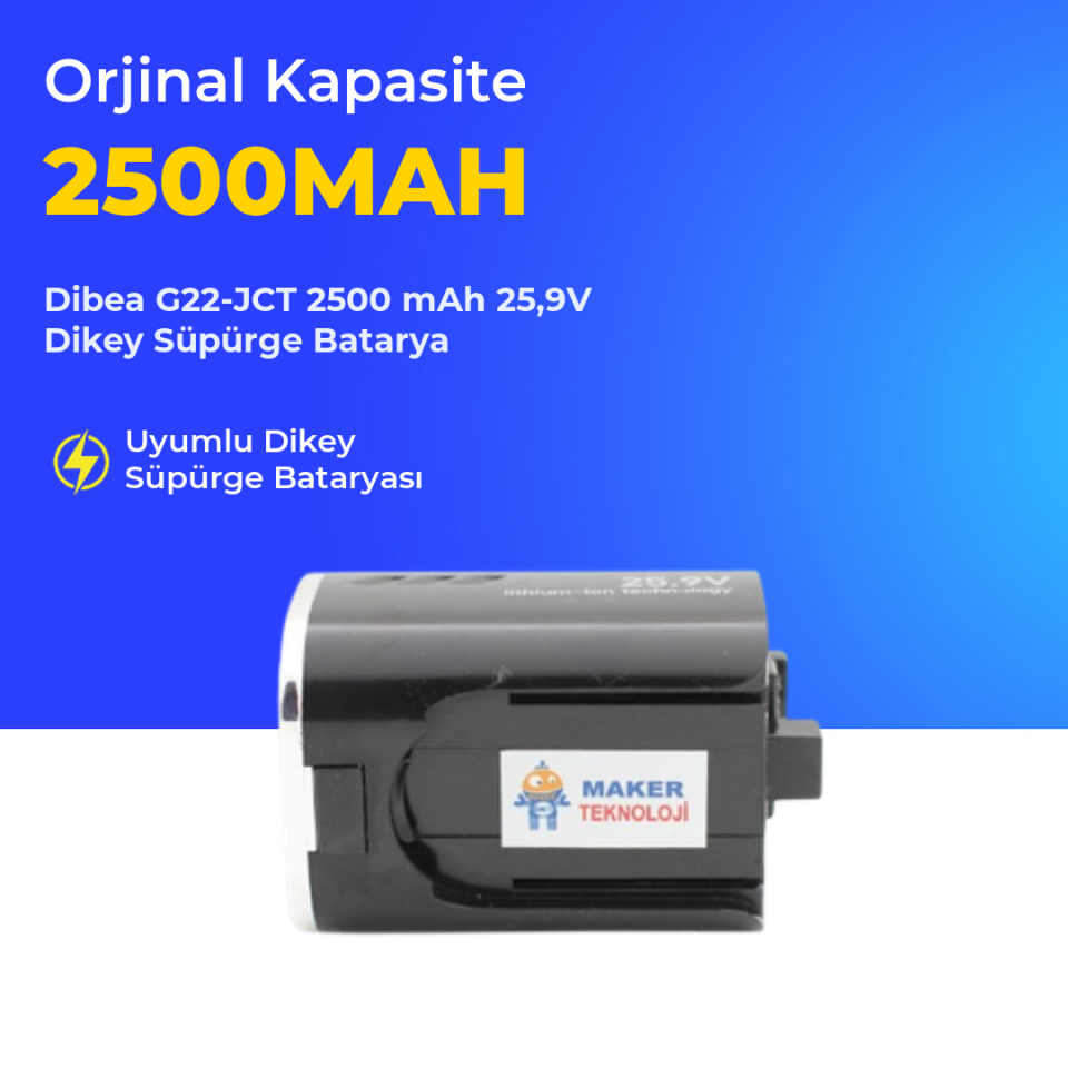 Dibea G22-JCT 2500 mAh 25,9V Dikey Süpürge Batarya