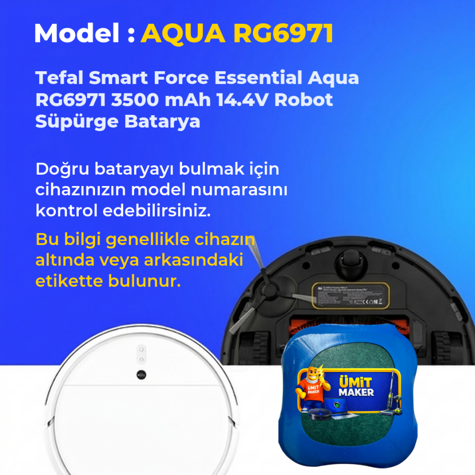 Tefal Smart Force Essential Aqua RG6971 3500 mAh 14.4V Robot Süpürge Batarya