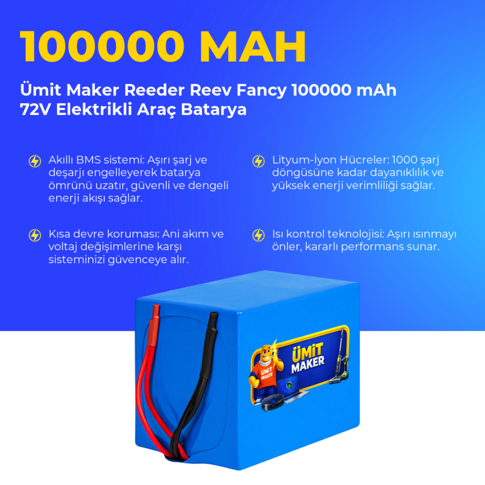 Reeder Reev Fancy 100000 mAh 72V Elektrikli Araç Batarya