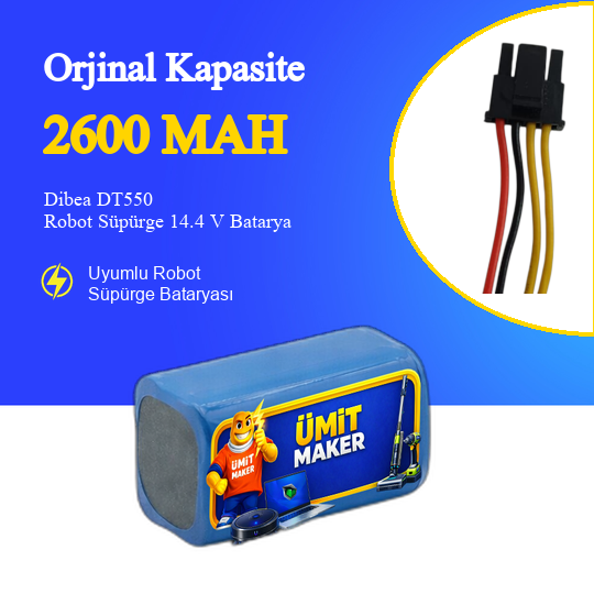 Dibea DT550 Robot Süpürge 2600 mAh Batarya