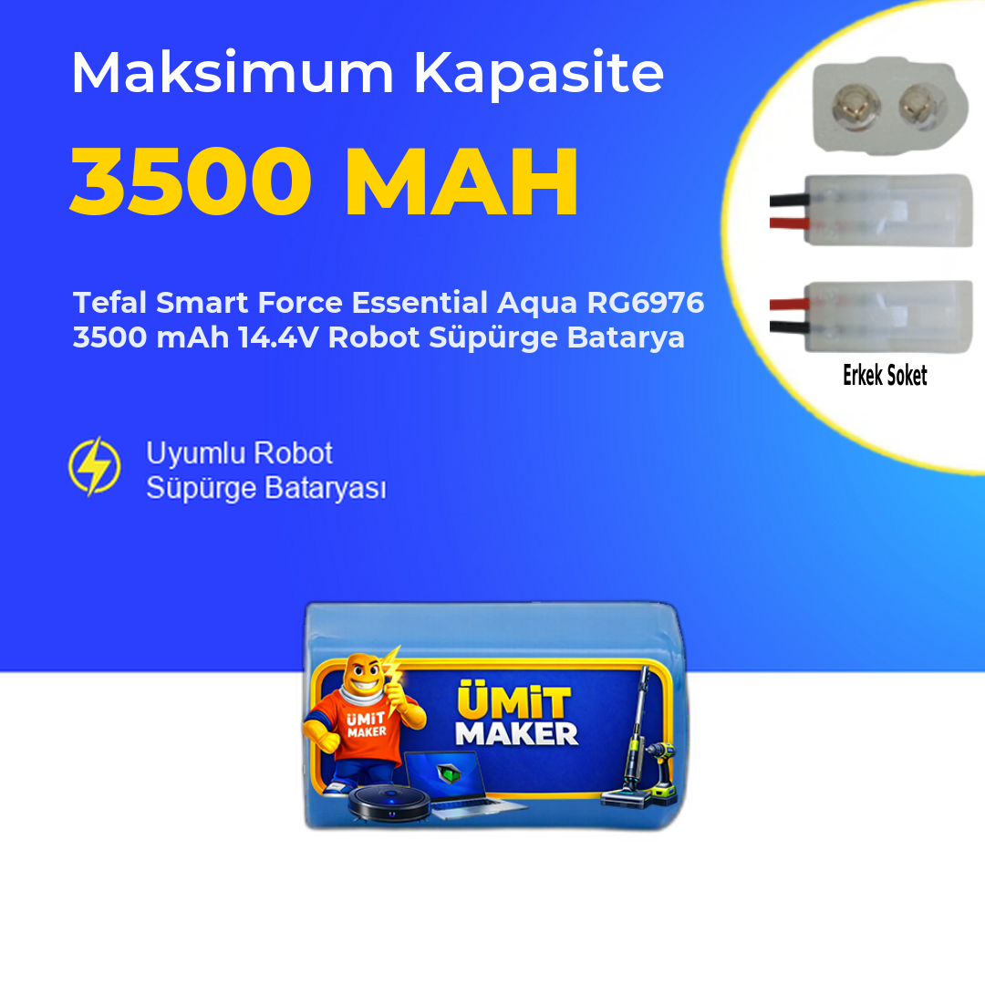 Tefal Smart Force Essential Aqua RG6976 3500 mAh 14.4V Robot Süpürge Batarya