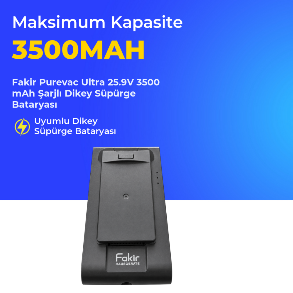 Fakir Purevac Ultra 3500 Mah Şarjlı Dikey Süpürge Bataryası