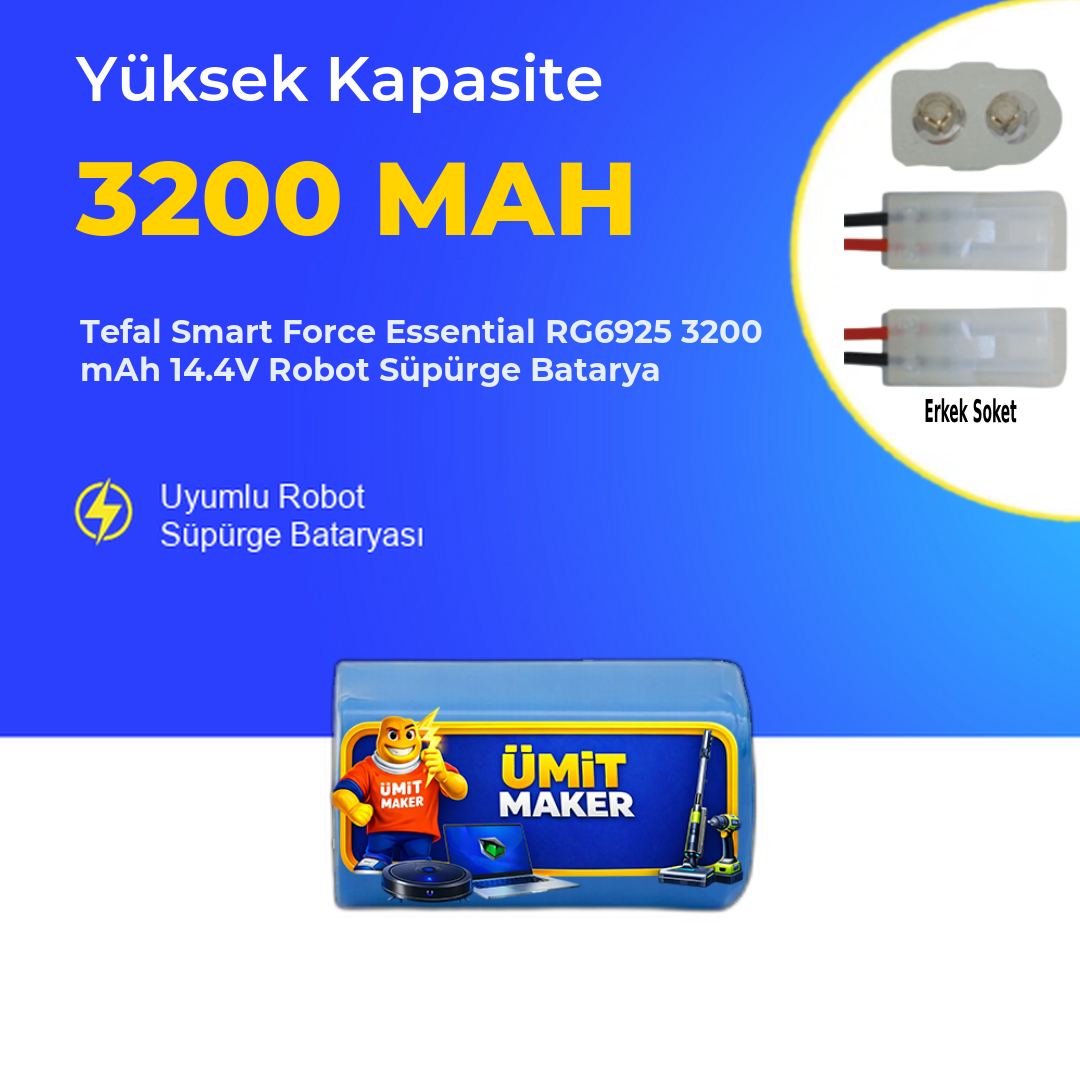 Tefal Smart Force Essential RG6925 3200 mAh 14.4V Robot Süpürge Batarya