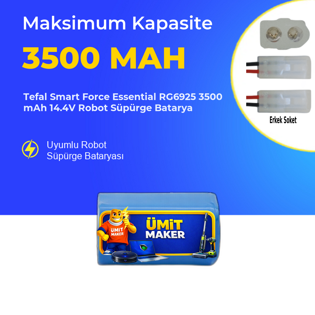 Tefal Smart Force Essential RG6925 3500 mAh 14.4V Robot Süpürge Batarya