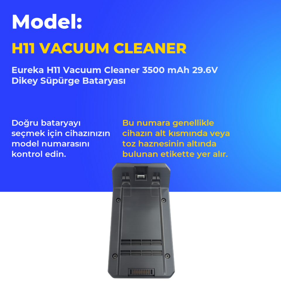 Eureka H11 Vacuum Cleaner 3500 mAh 29.6V Dikey Süpürge Bataryası