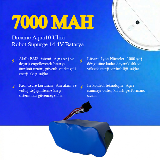 Dreame Aqua10 Ultra Robot Süpürge 7000 mAh Batarya