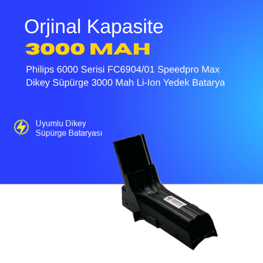 Philips 6000 Serisi FC6904/01 Speedpro Max Stick Süpürge 3000 Mah Li-Ion Yedek Batarya, Uzun Ömürlü, Yüksek Performanslı