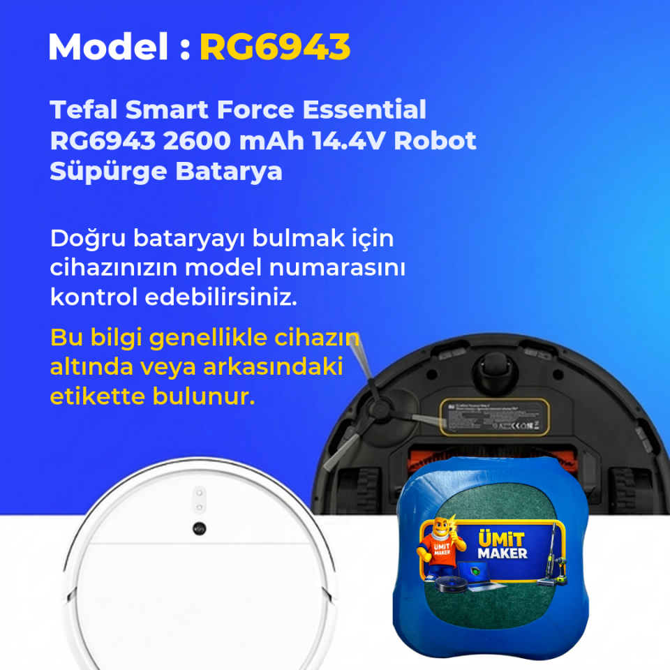 Tefal Smart Force Essential RG6943 2600 mAh 14.4V Robot Süpürge Batarya
