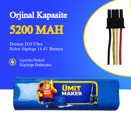 Dreame D30 Ultra Robot Süpürge 5200 mAh Batarya