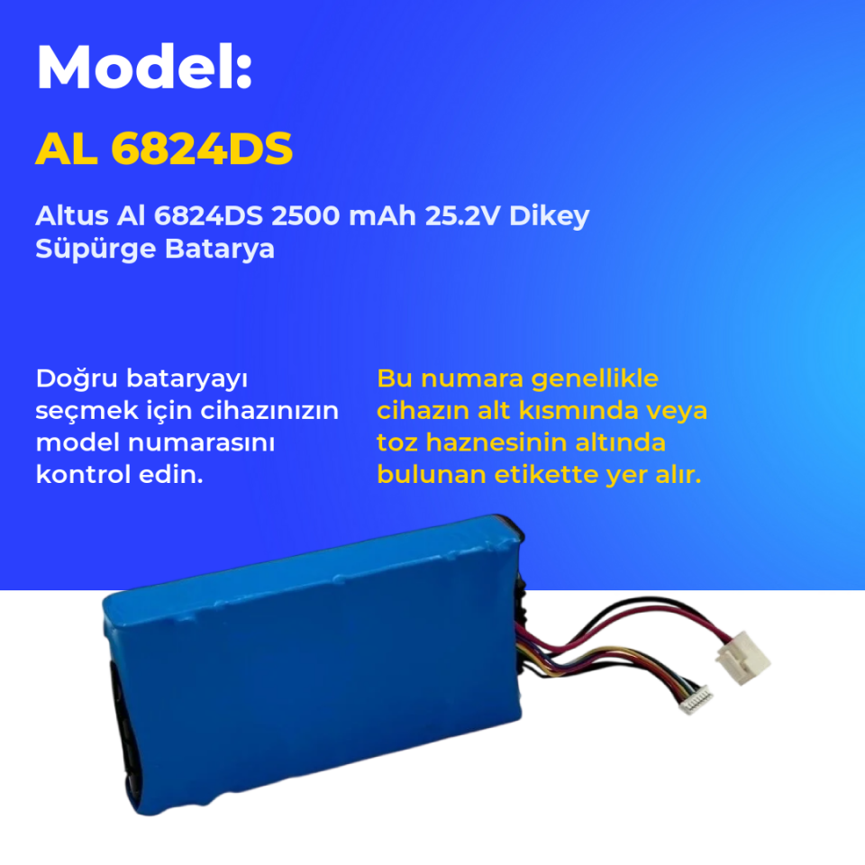 Altus Al 6824DS 2500 mAh 25.2V Dikey Süpürge Batarya