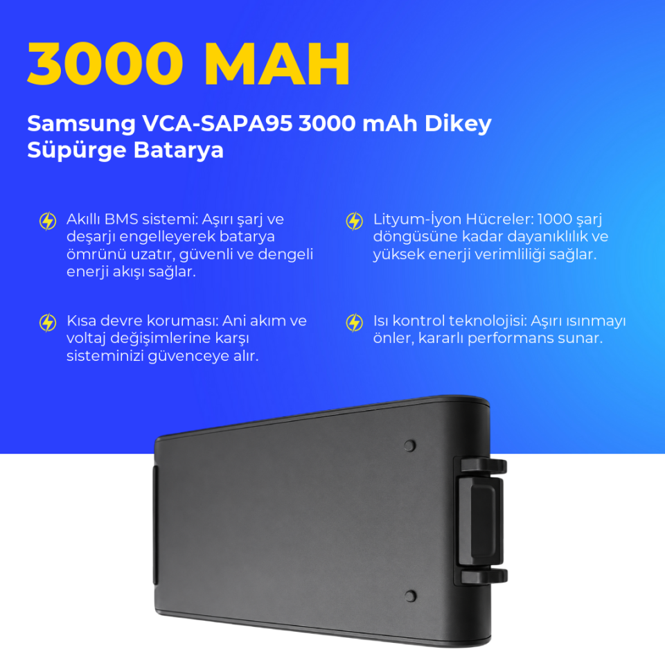 Samsung VCA-SAPA95 3000 Mah Şarjlı Dikey Süpürge Bataryası