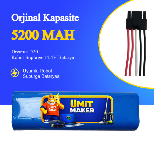 Dreame D20 Robot Süpürge 5200 mAh Batarya
