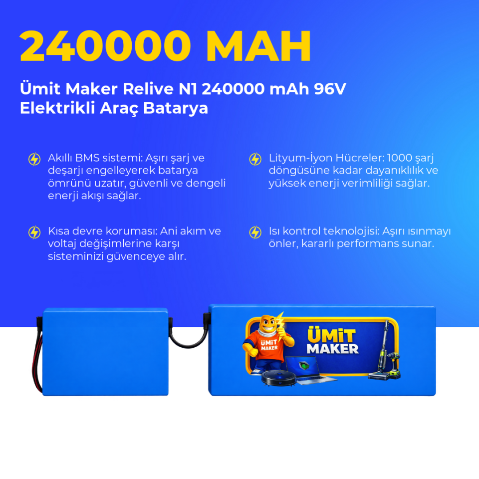 Relive N1 240000 mAh 96V Elektrikli Araç Batarya