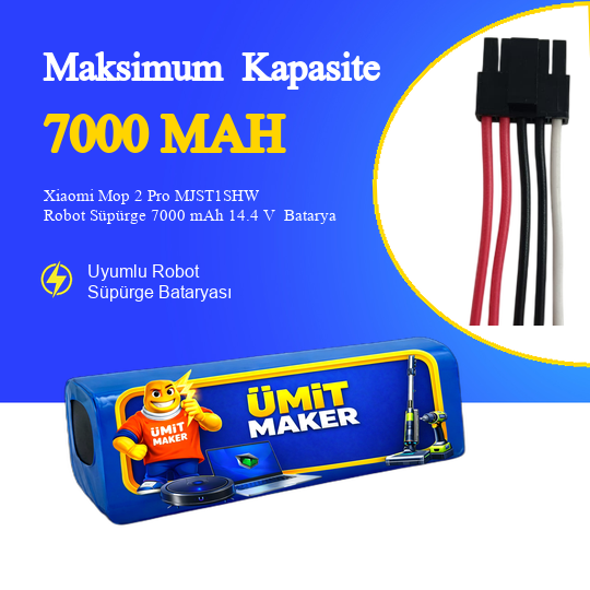 Xiaomi Mop 2 Pro MJST1SHW Robot Süpürge 7000 mAh 14.4 V  Batarya – Orjinal Uyumlu Uzun Ömürlü, Yüksek Performans Pil