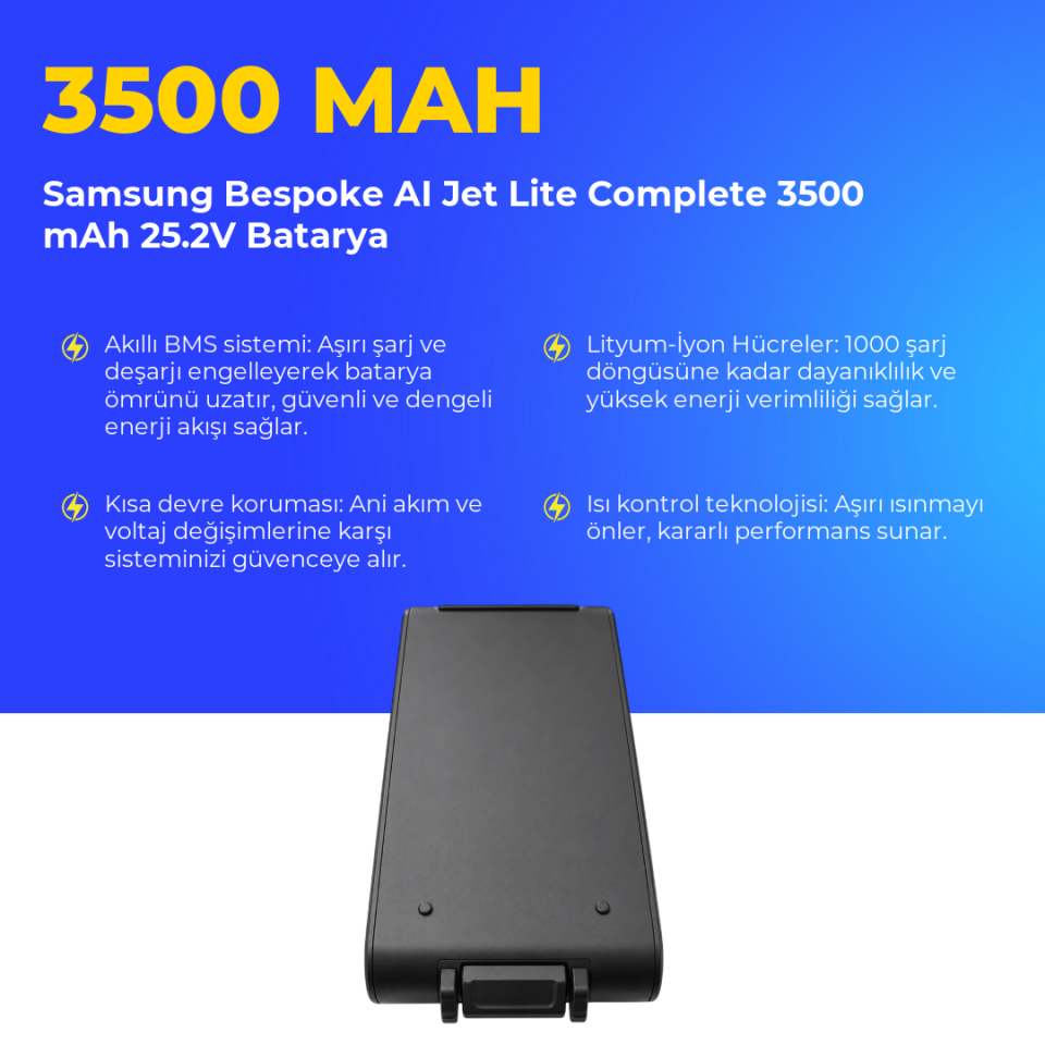 Samsung Bespoke AI Jet Lite Complete 3500 mAh 25.2V Batarya