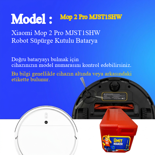 Xiaomi Mop 2 Pro MJST1SHW Robot Süpürge 7000 Mah 14.4 V Kutulu Batarya – Orjinal Uyumlu Uzun Ömürlü, Yüksek Performans Pil