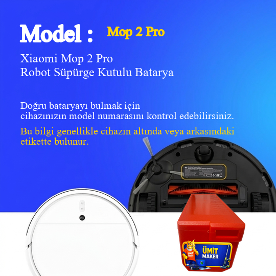 Xiaomi Mop 2 Pro Robot Süpürge 5200 Mah 14.4 V Kutulu Batarya – Orjinal Uyumlu Uzun Ömürlü, Yüksek Performans Pil