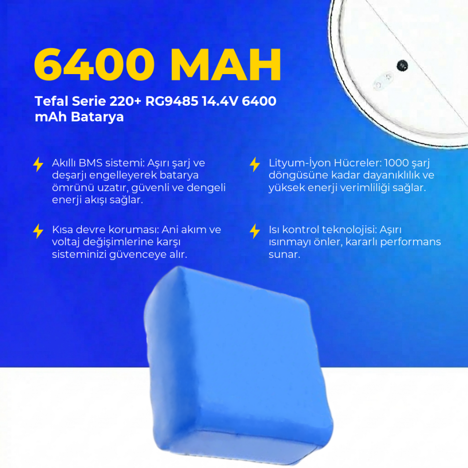 Tefal Serie 220+ RG9485 14.4V 6400 mAh Batarya