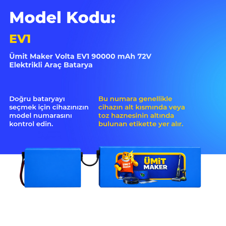 Volta EV1 90000 mAh 72V Elektrikli Araç Batarya