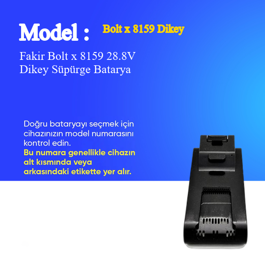 Fakir Bolt x 8159 28.8V 2500Mah Dikey Süpürge Bataryası - Orjinal Uyumlu Uzun Ömürlü, Yüksek Performans Pil