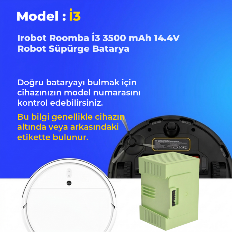 Irobot Roomba İ3 3500 mAh 14.4V Robot Süpürge Batarya