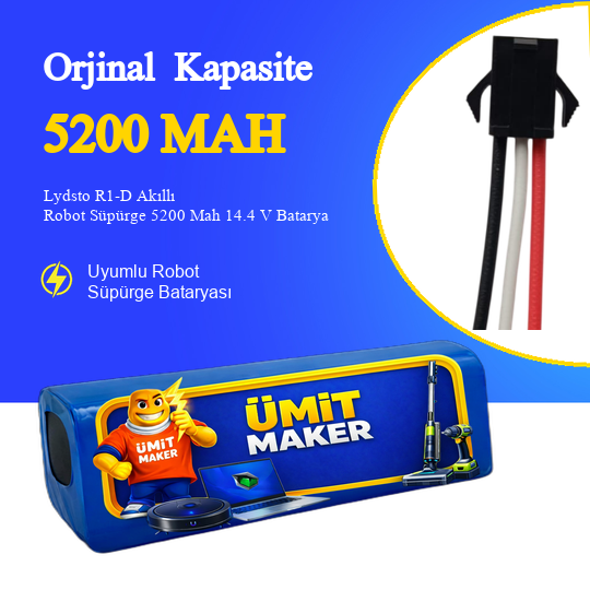 Lydsto R1-D Akıllı Robot Süpürge 5200 Mah 14.4 V Batarya – Orjinal Uyumlu Uzun Ömürlü, Yüksek Performans Pil