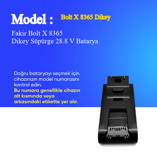 Fakir Bolt X 8365 Dikey Süpürge 3500 mAh 28.8 V Batarya – Orjinal Uyumlu Uzun Ömürlü, Yüksek Performans Pil