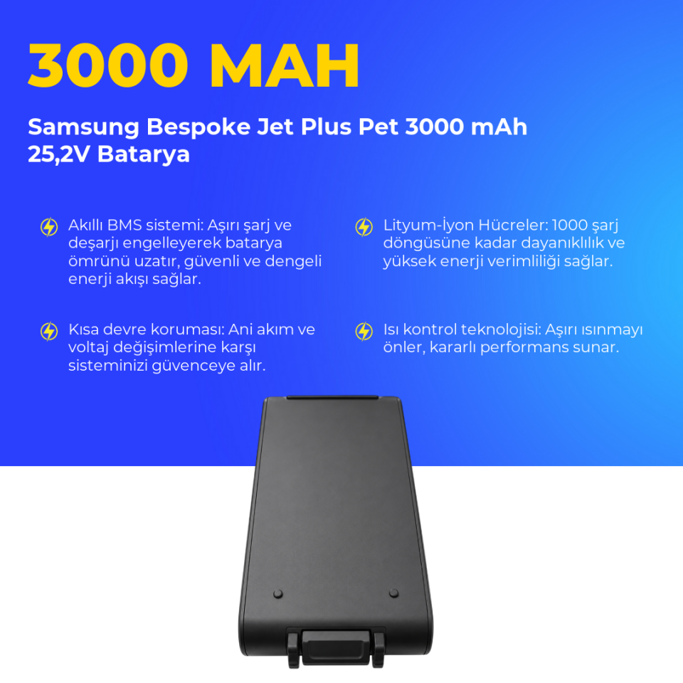 Samsung Bespoke Jet Plus Pet 3000 mAh 25,2V Batarya