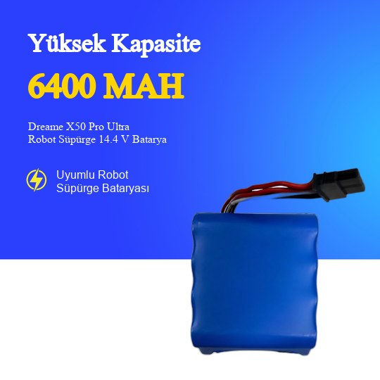 Dreame X50 Pro Ultra Robot Süpürge 6400 mAh Batarya