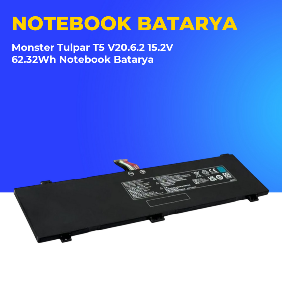 Monster Tulpar T5 V20.6.2 15.2V 62.32Wh Notebook Batarya